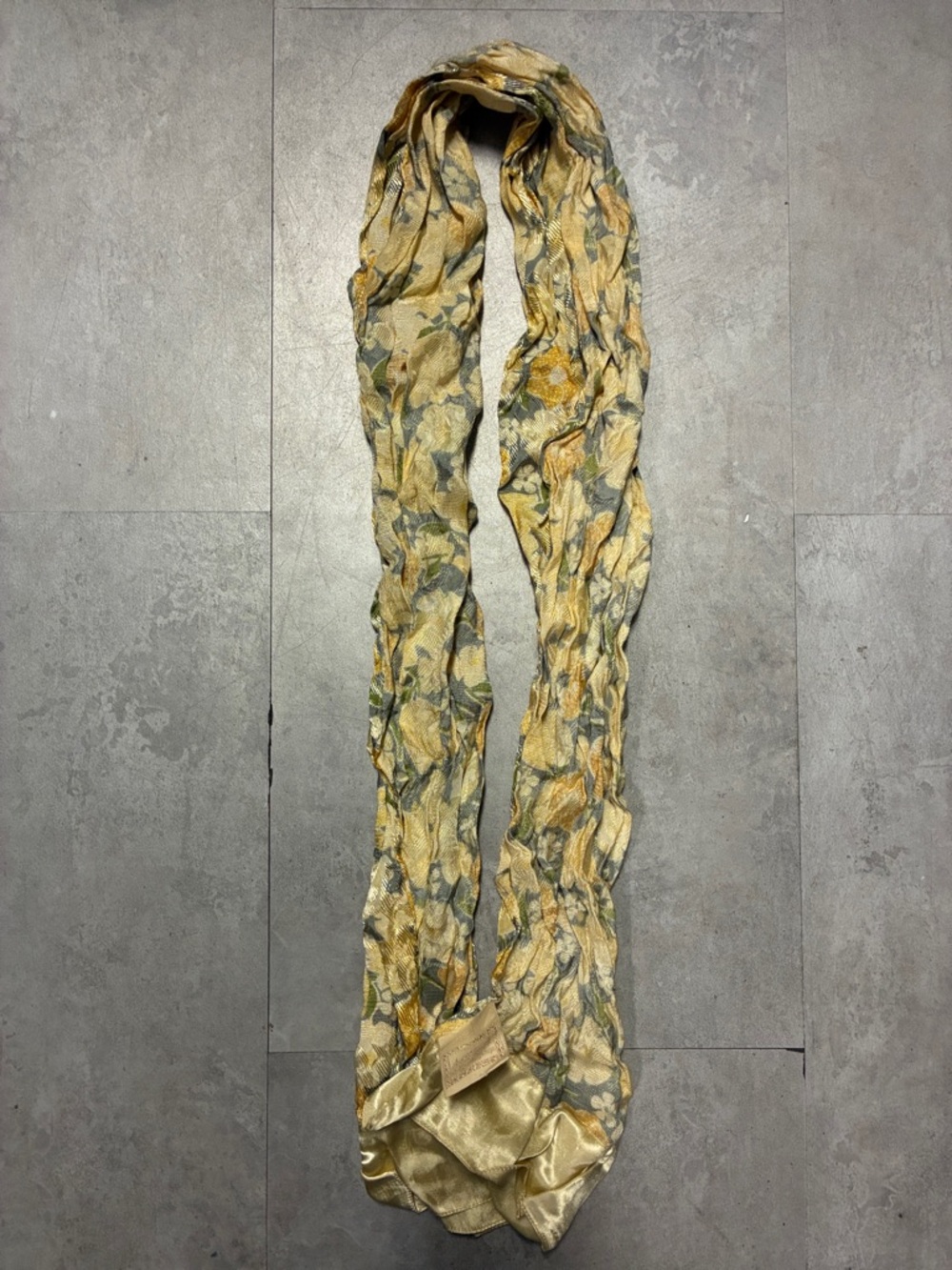 April Cornell Yellow Green Floral Crinkled Scarf